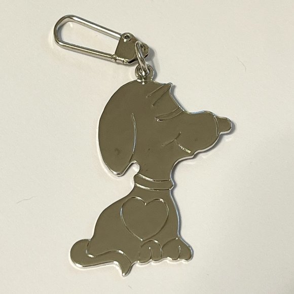 Vintage Snoopy Dog Keychain Keyring Zipper Pull Purse Charm Silver Tone Peanuts - Picture 6 of 8